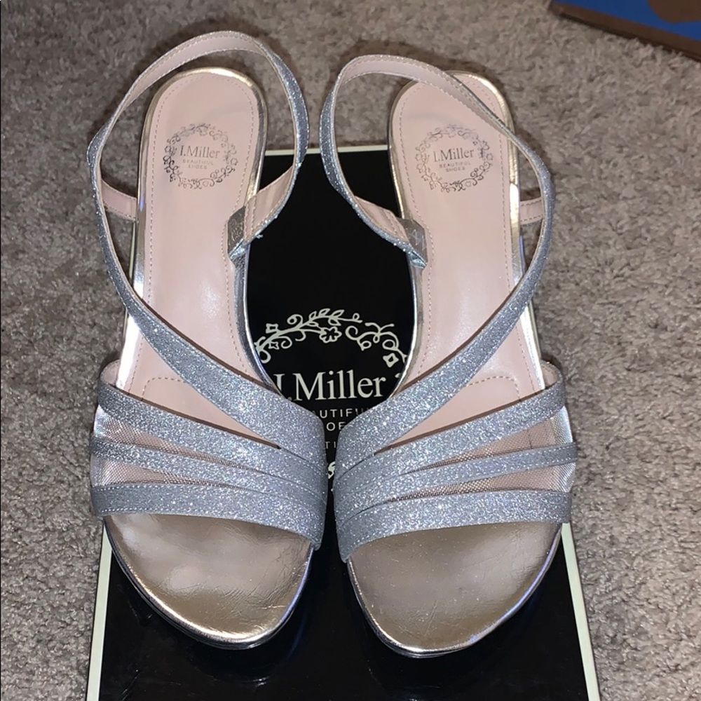 Silver sparkly low heels